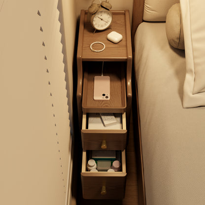 Small Nightstand,Solid Wood Nightstand with Drawers, Walnut Bedside Table for Bedroom