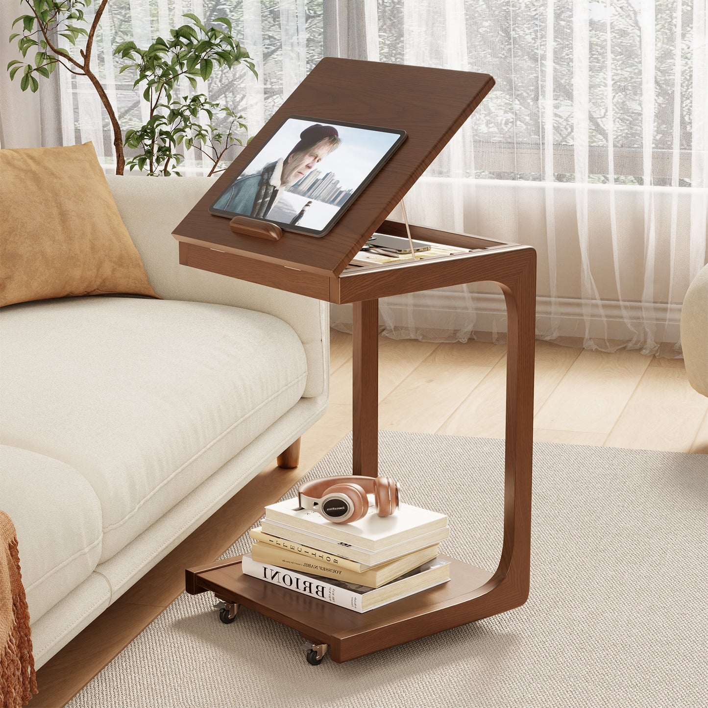C-shaped sofa table