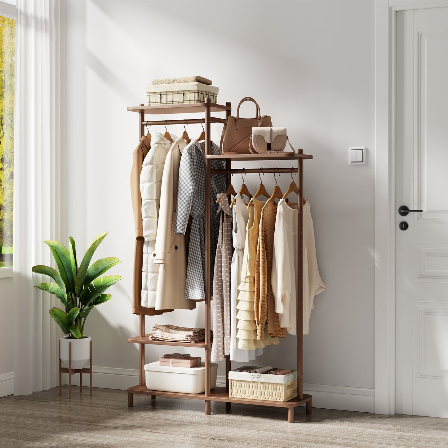 Solid Wood Clothes Rack