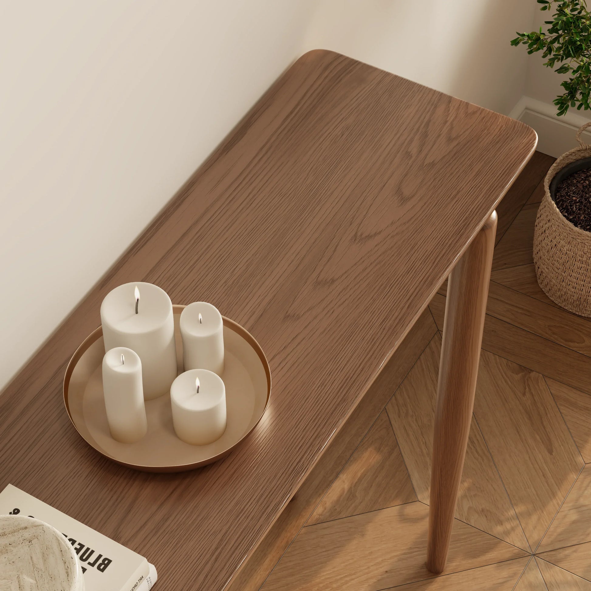 Solid Wood Narrow Console Table for Entryway & Living Room - Kaslandi Furniture