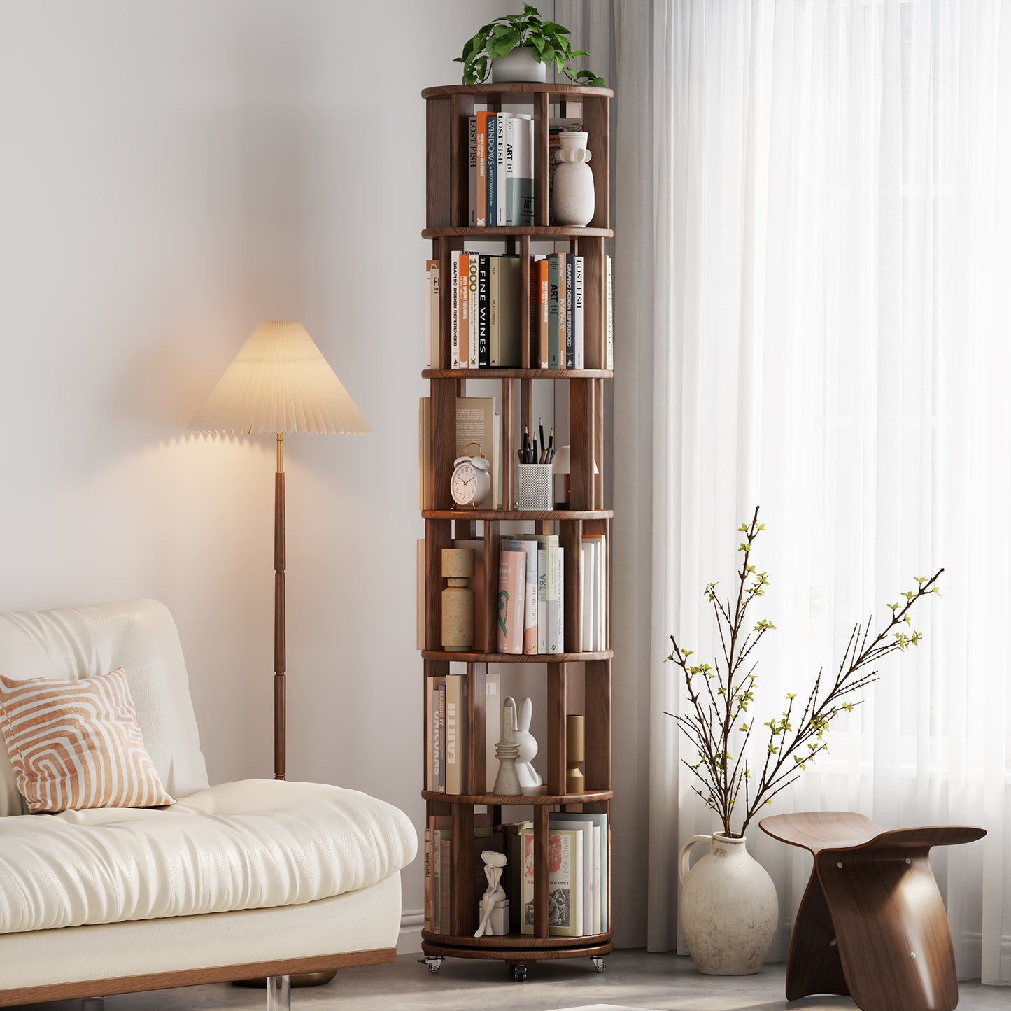 6 Tier Rotating Bookshelf
