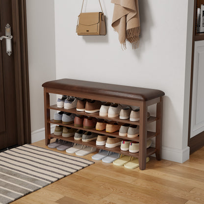 Leather Cushion Shoe Bench