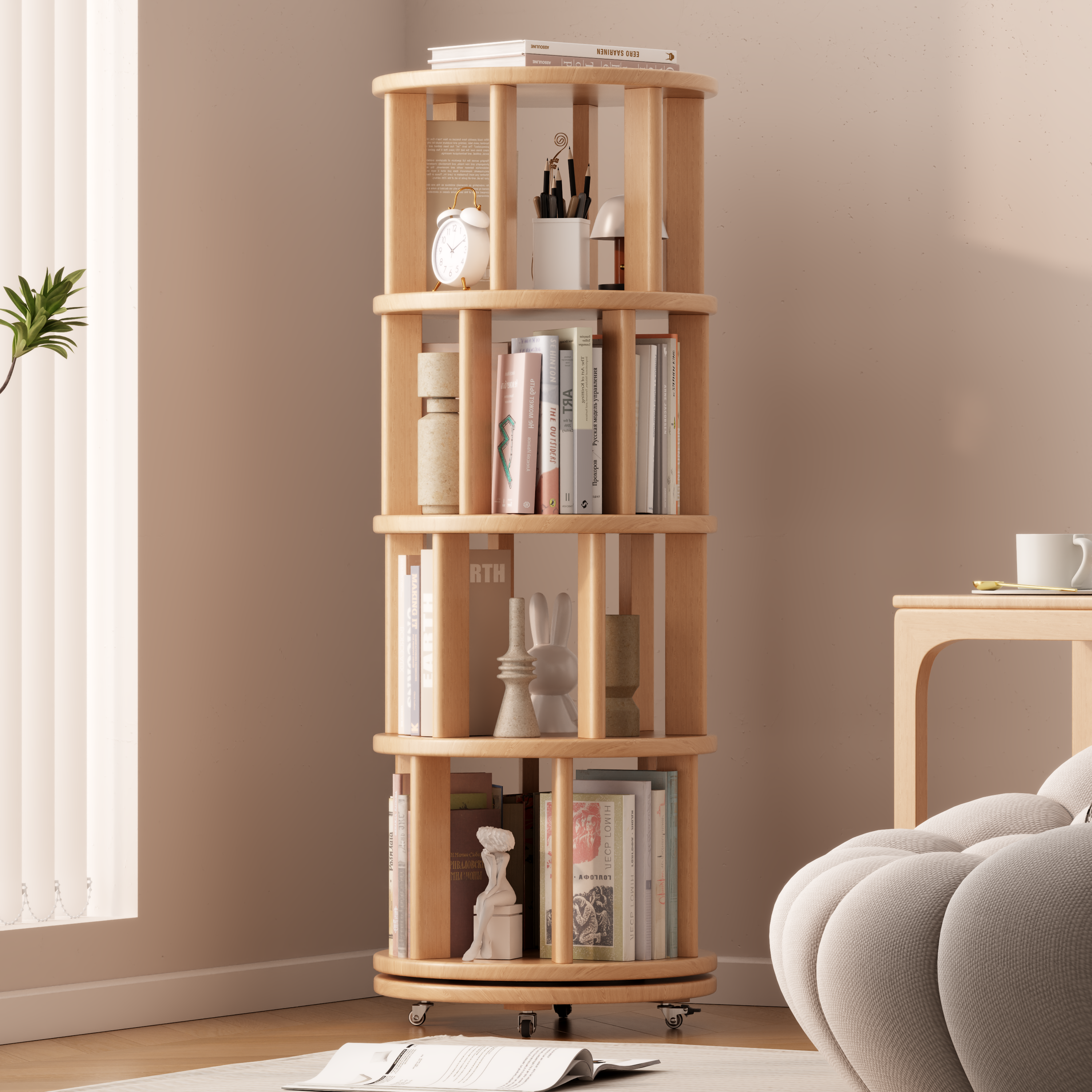 6 Tier Rotating Bookshelf
