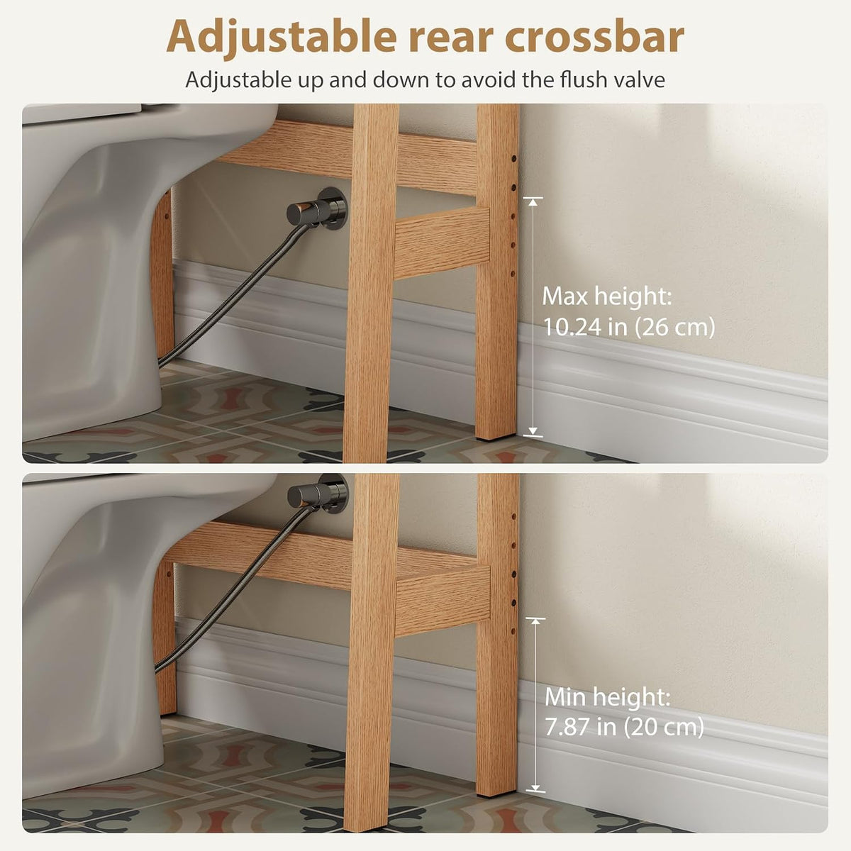 Freestanding 4-Tier Wood Over The Toilet Storage Shelf with Anti-Tip Kit - iKaslandi