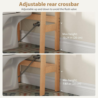 Freestanding 4-Tier Wood Over The Toilet Storage Shelf with Anti-Tip Kit - iKaslandi