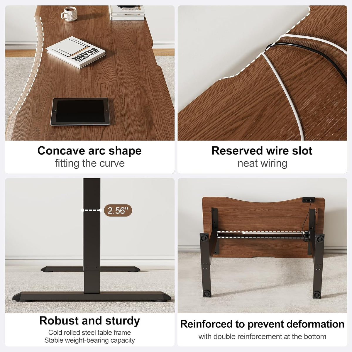 Solid Wood Electric Standing Desk with LED Display and 3 Memory Presets - iKaslandi