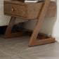 Solid Wood Z-Leg Nightstand with Drawer & Open Shelf