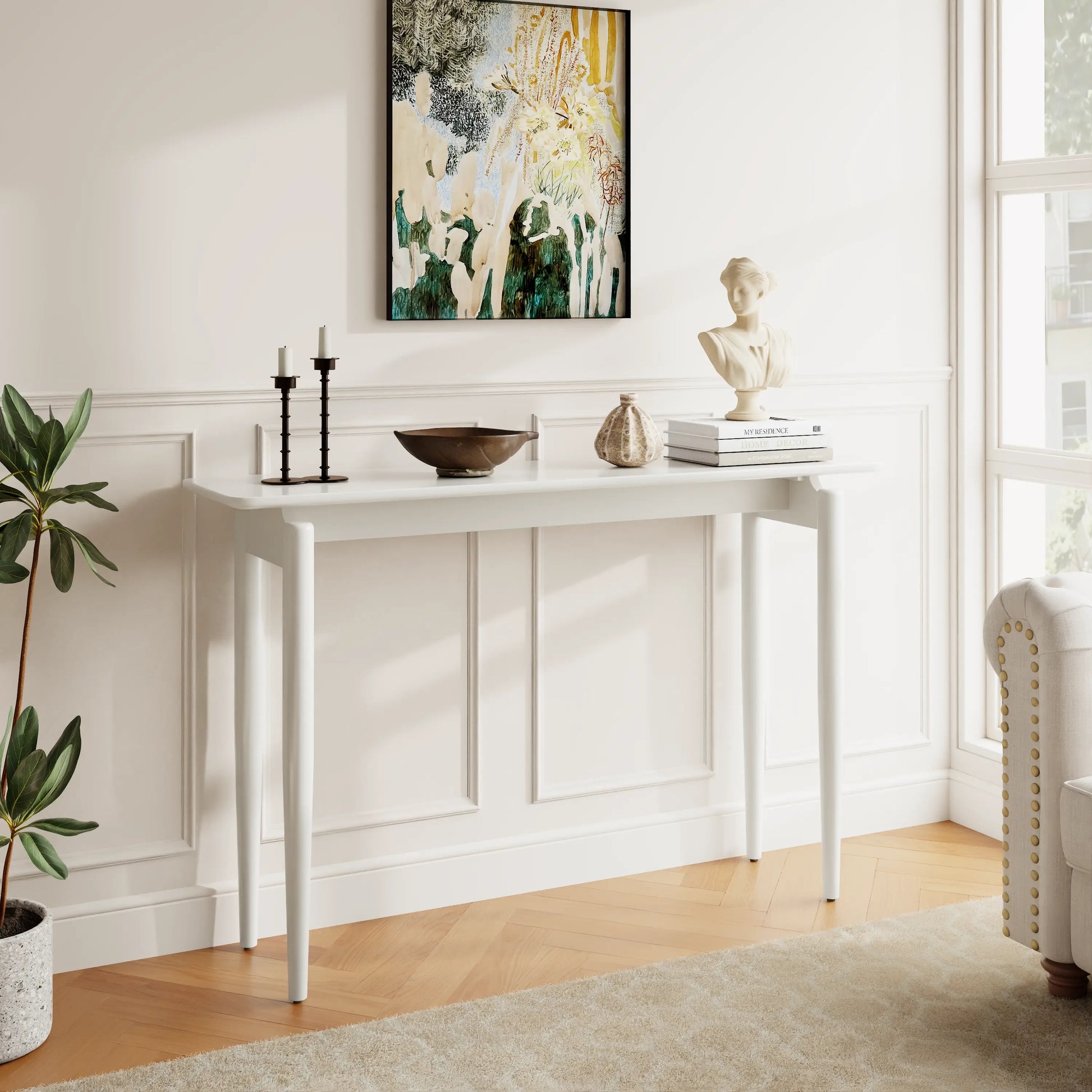 Solid Wood Narrow Console Table for Entryway & Living Room - iKaslandi