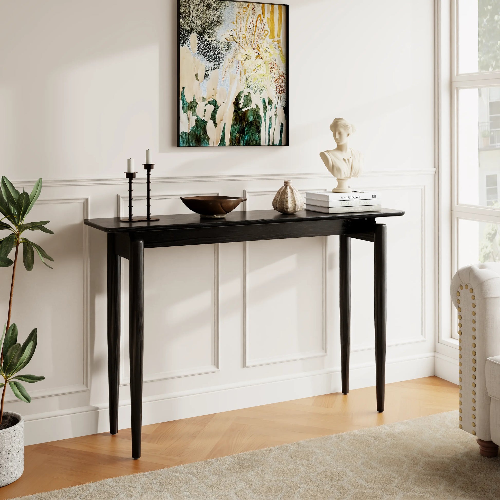 Solid Wood Narrow Console Table for Entryway & Living Room - iKaslandi