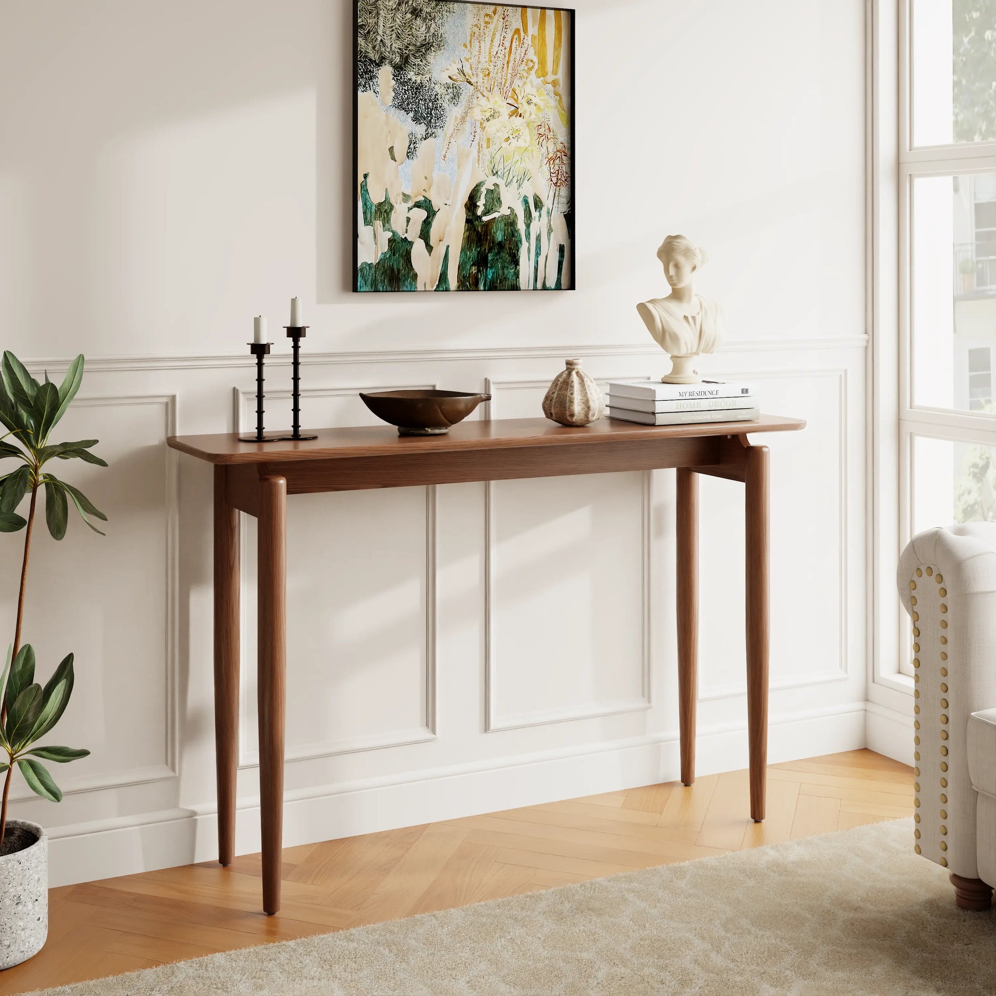 Solid Wood Narrow Console Table for Entryway & Living Room - iKaslandi