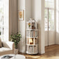 Rotating Round Bookshelf, Adjustable 1-6 Tiers – Space-Saving Storage Rack - iKaslandi