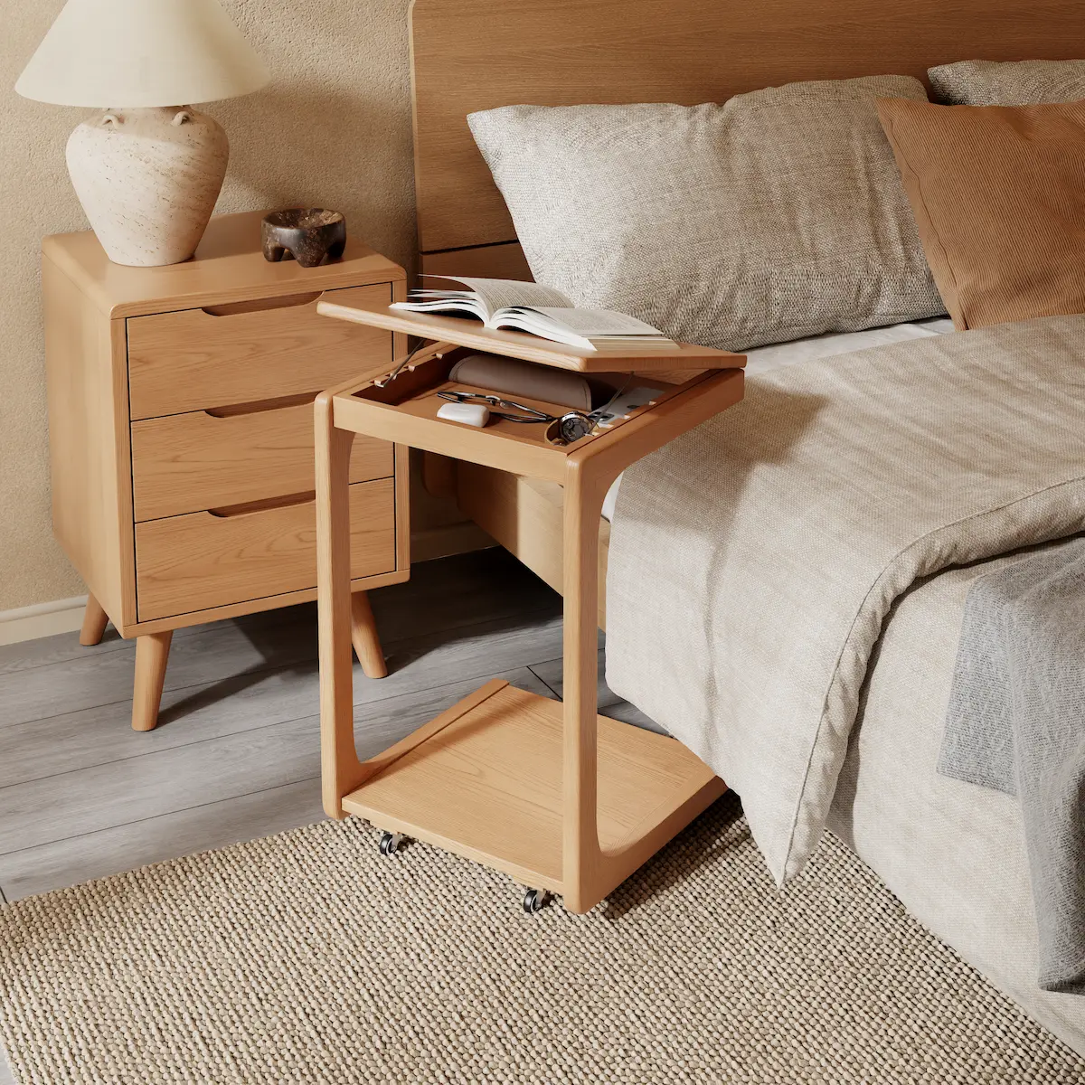 2-Tier C-Shaped Side Table – Perfect for Sofa, Bed, or Laptop