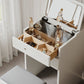 Solid Wood LED Vanity Desk with Chair, Space Saving Makeup Table - iKaslandi