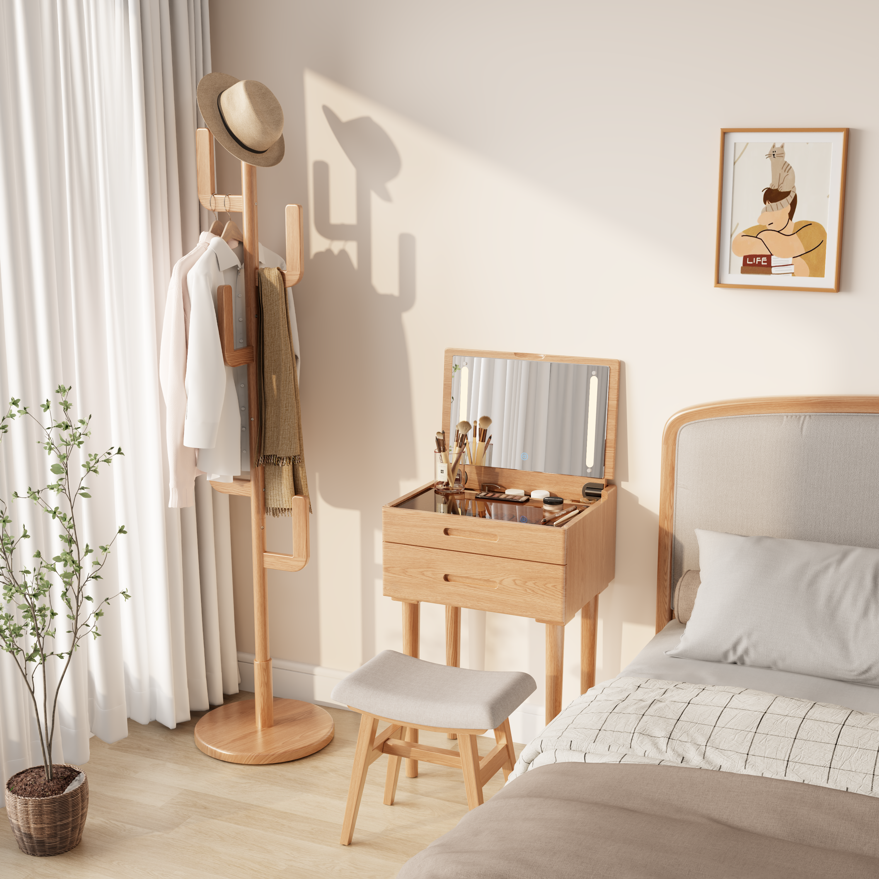 Vanity Desk with Mirror & Lights