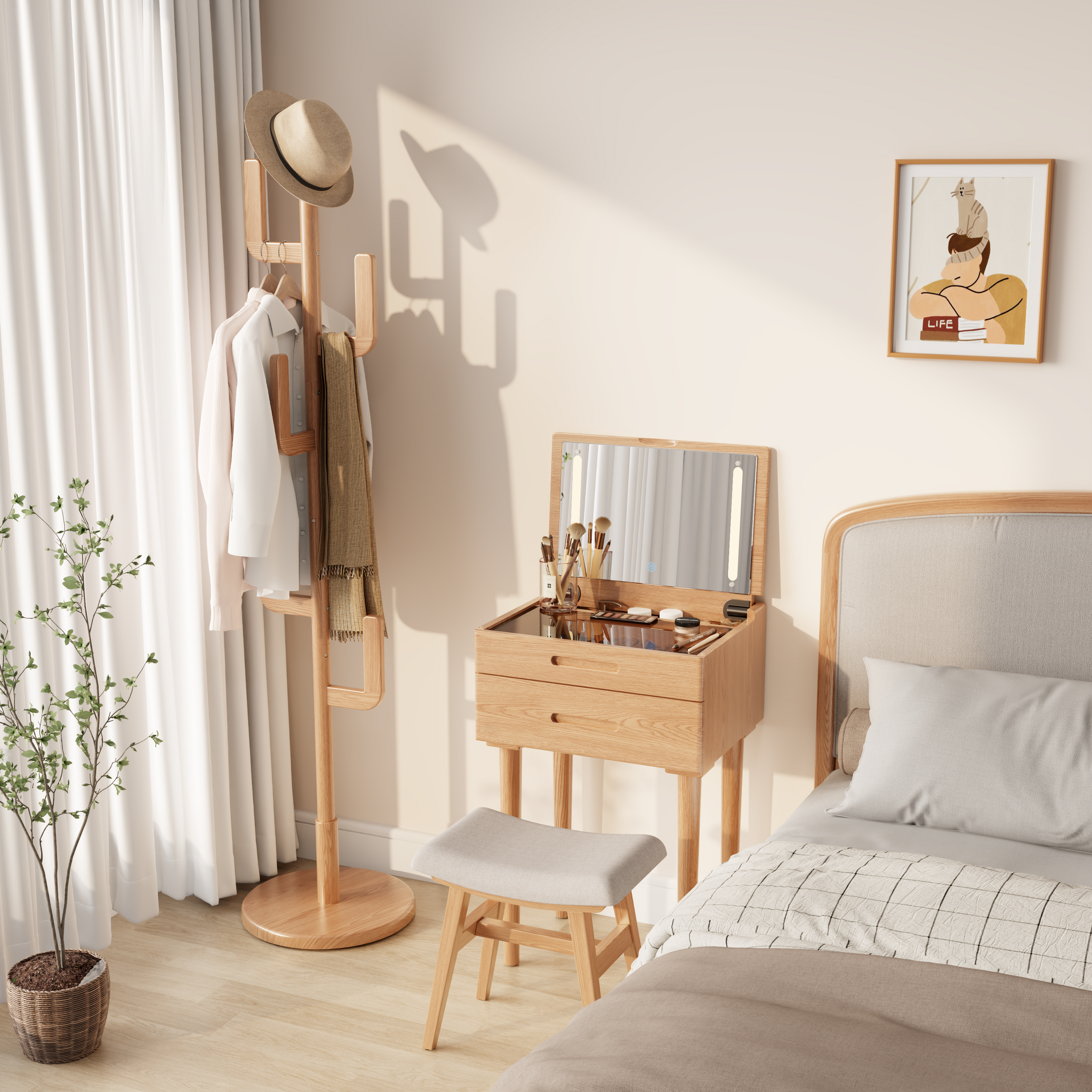 Vanity Desk with Mirror & Lights