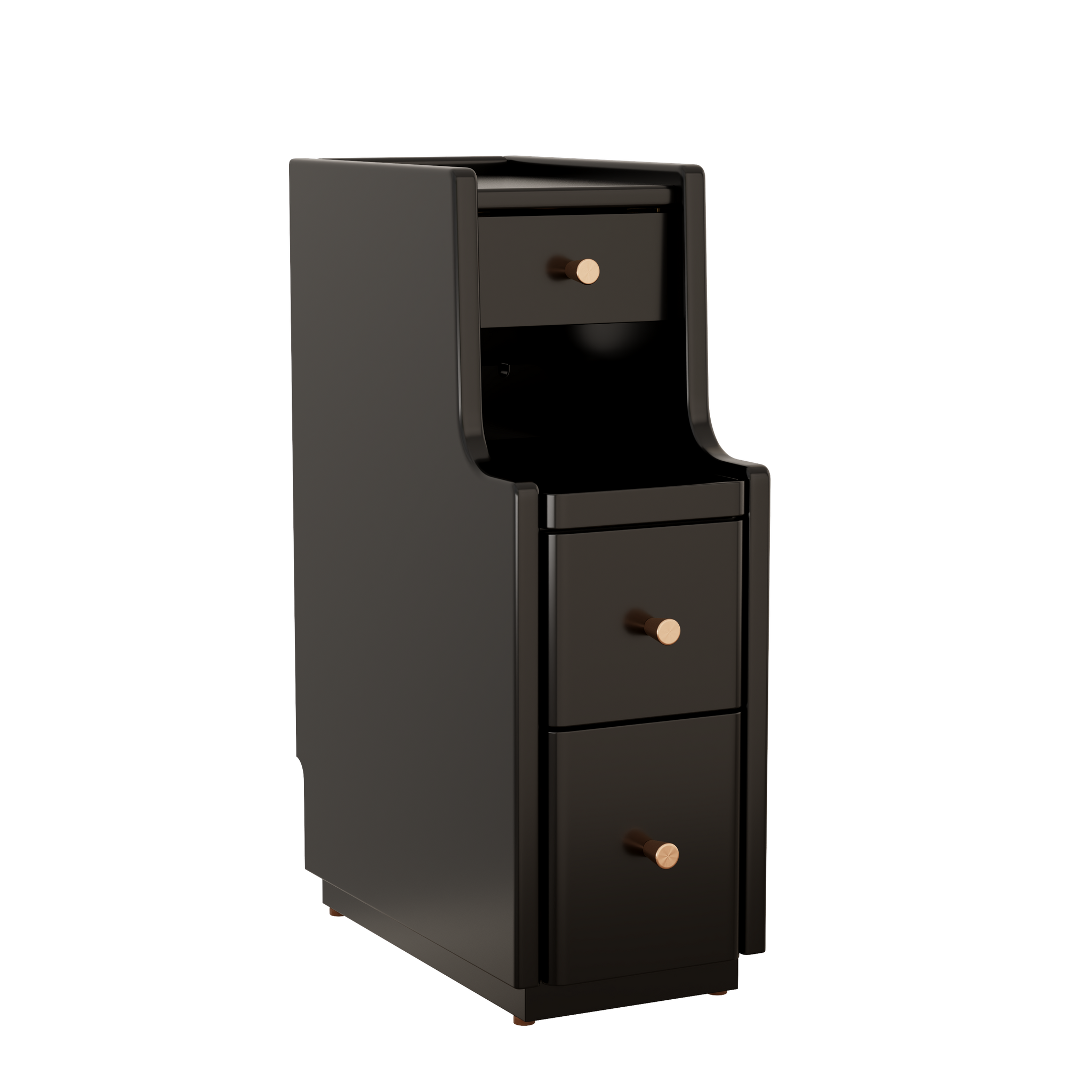 Solid Wood Narrow Nightstand with 3 Drawers – Modern Bedside Table for