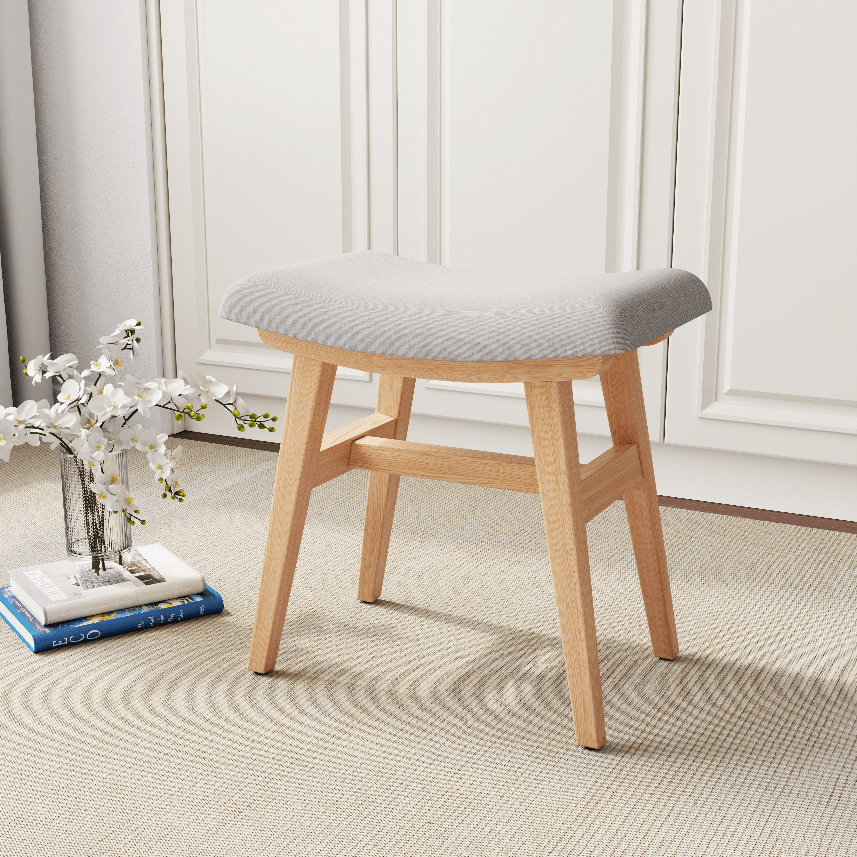 Vanity Stool, Saddle Cushion - Kaslandi Furniture