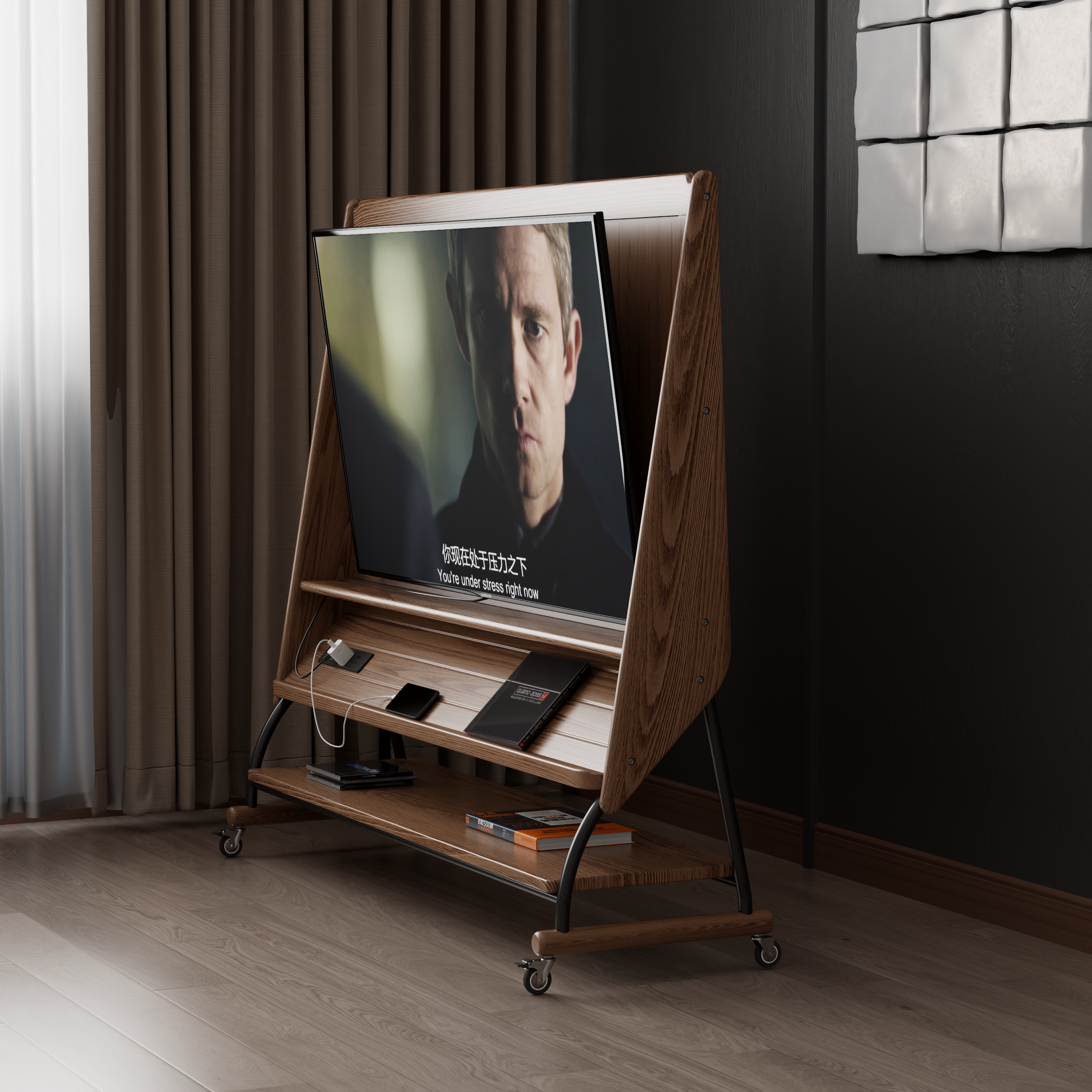 Rolling TV Stand, 40-65 Inches