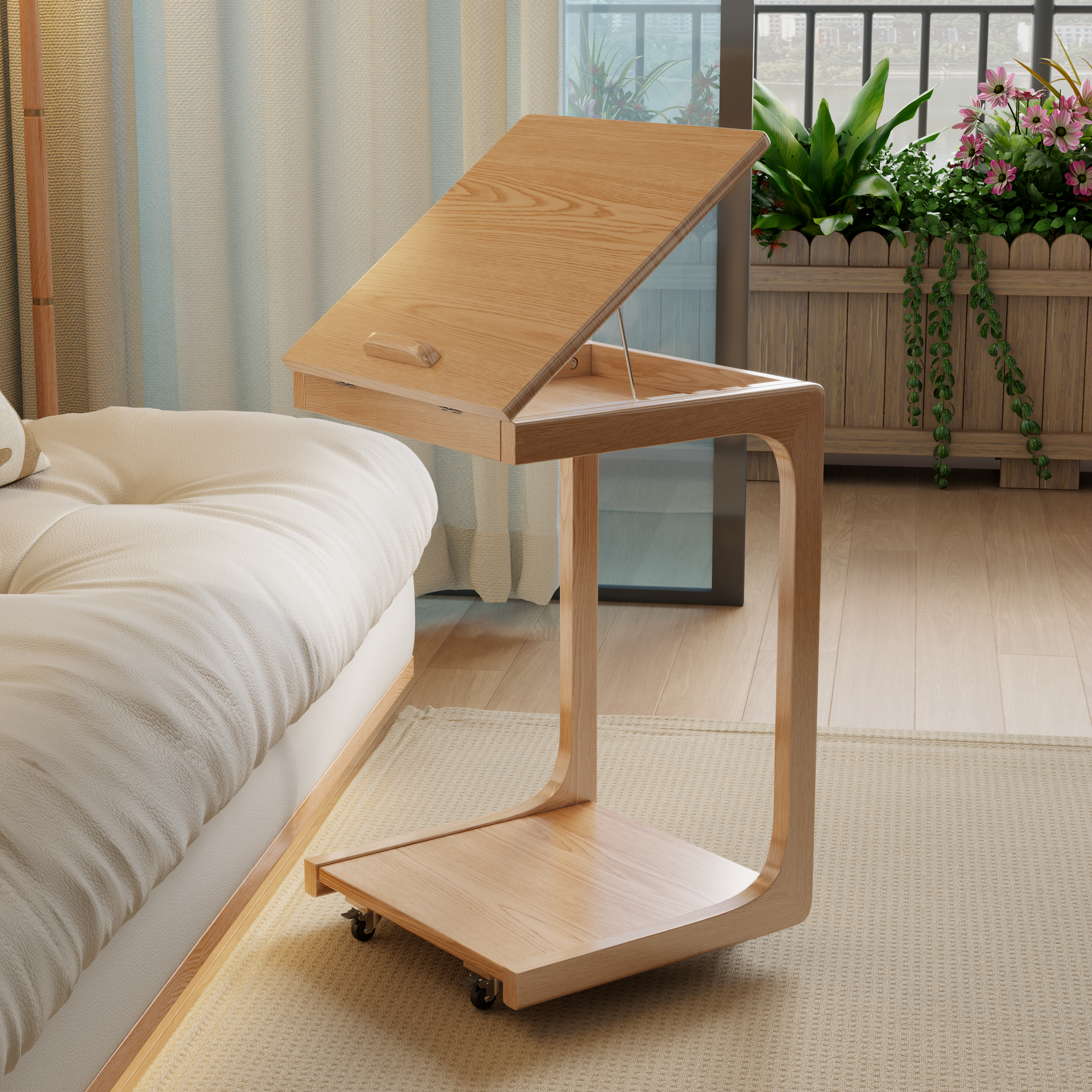 C-shaped couch table