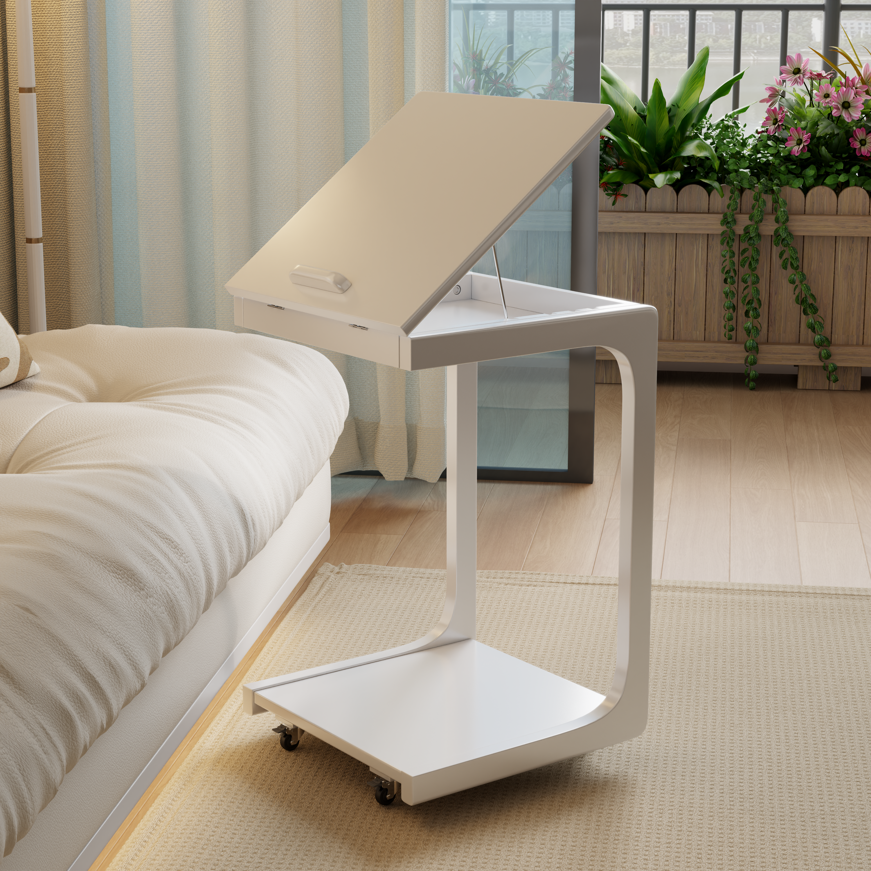 C-shaped couch table