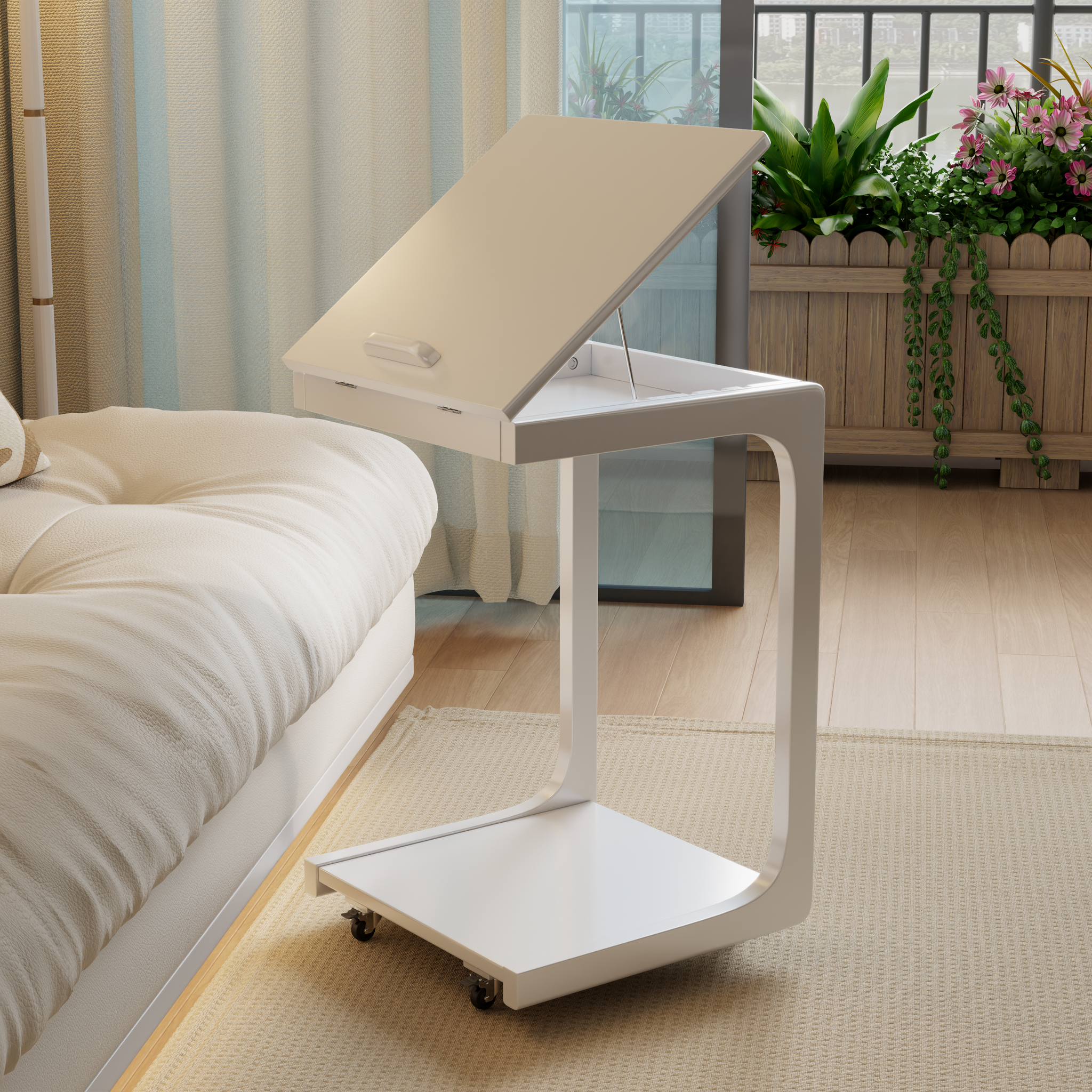 C-shaped couch table