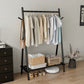 Solid Wood Rolling Clothes Rack with Shelves - Kaslandi Furniture