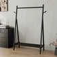 Solid Wood Rolling Clothes Rack with Shelves - Kaslandi Furniture