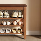 Wooden 3 - Tier Shoe Rack Bench with PU Leather Cushion - Kaslandi Furniture