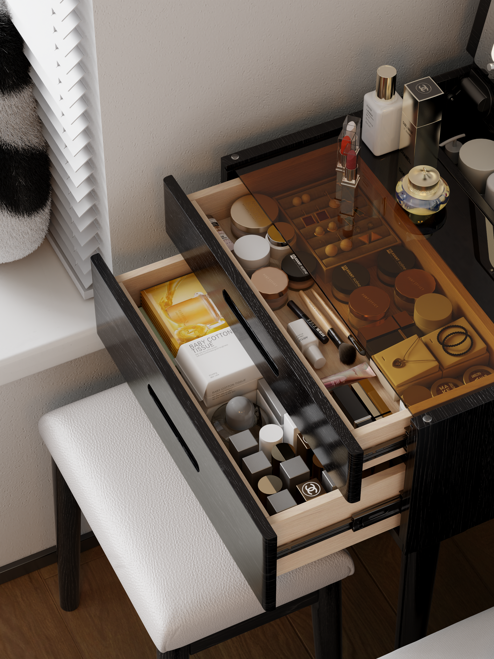 Vanity Desk with Mirror & Lights