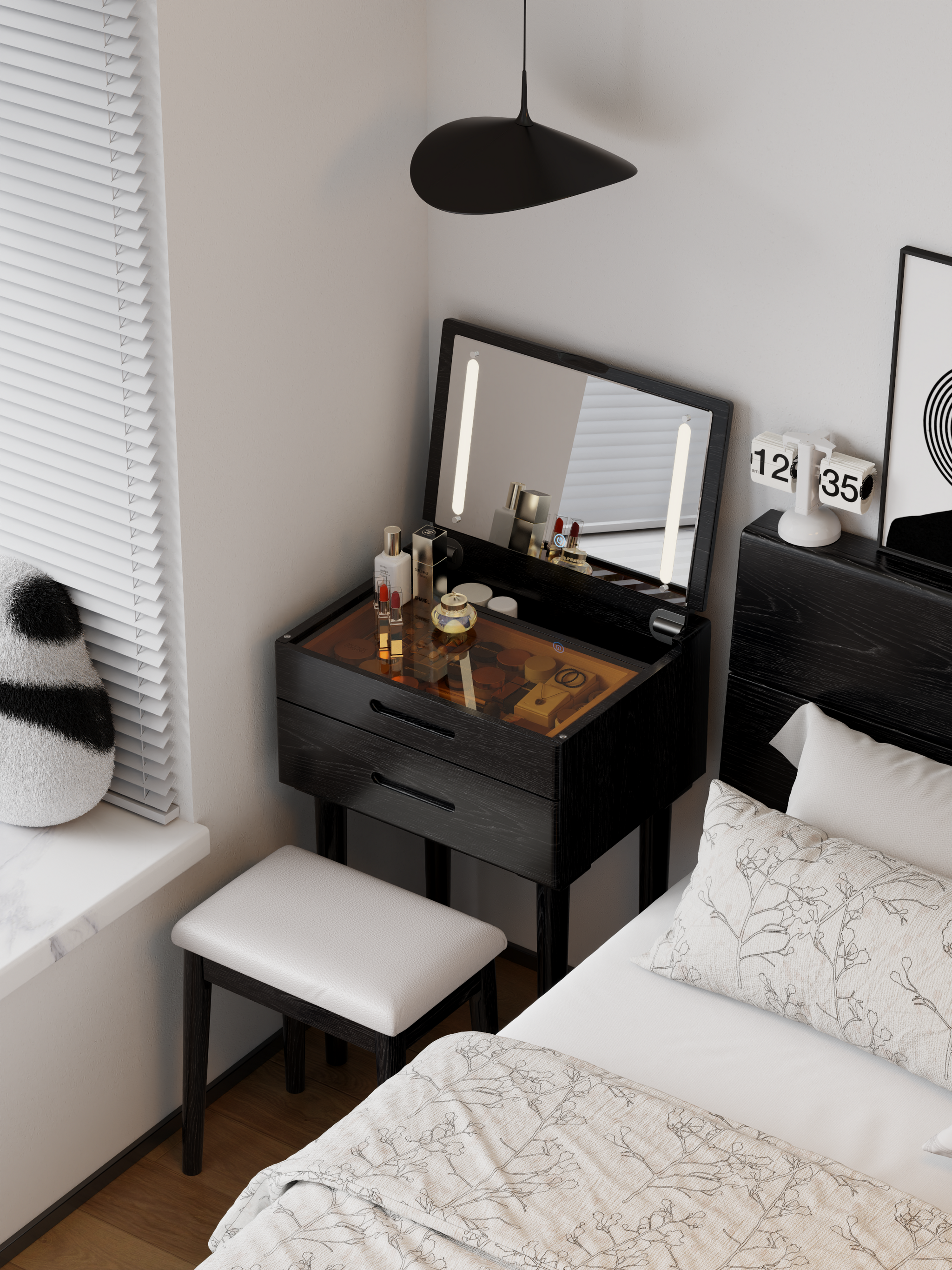 Vanity Desk with Mirror & Lights