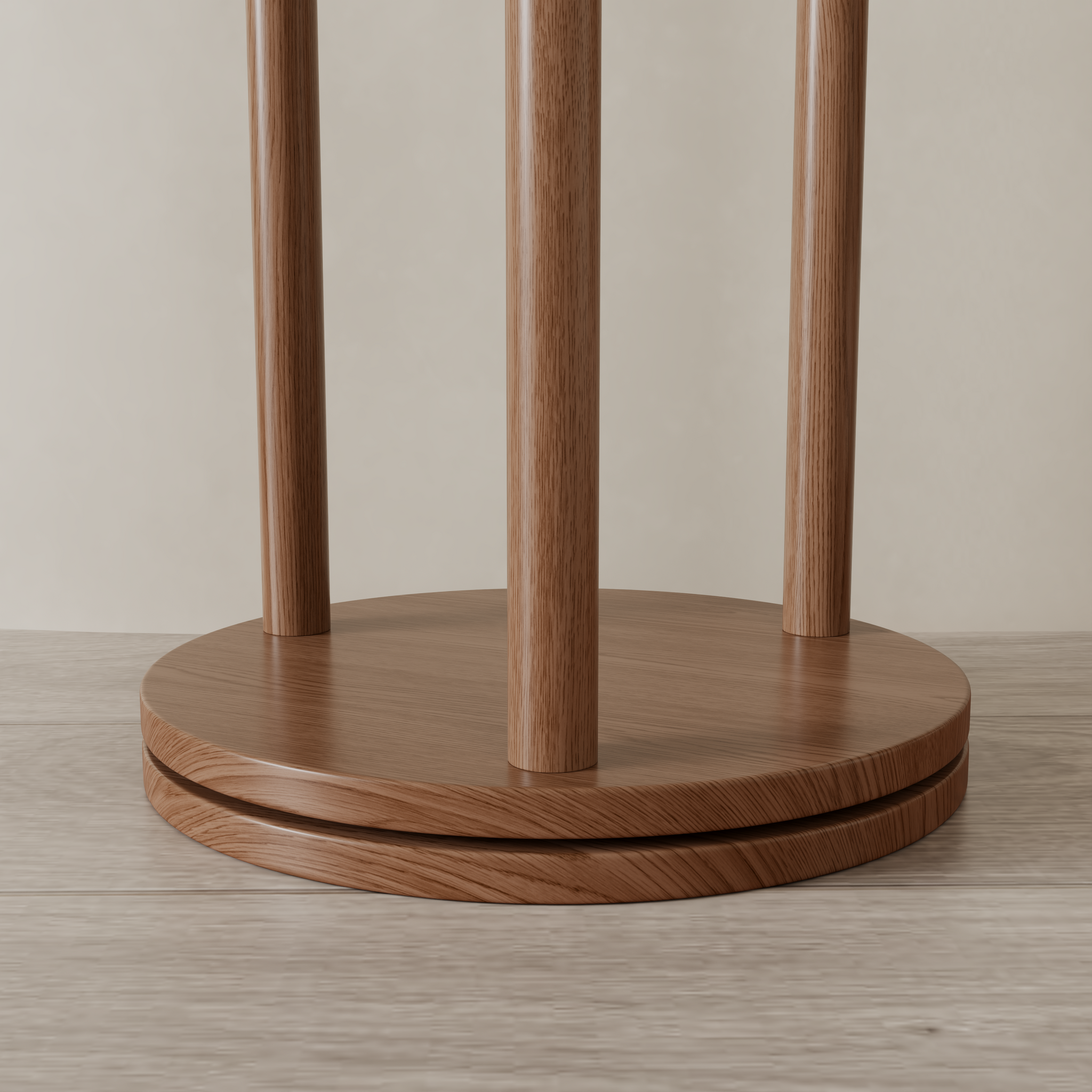 360° Rotating Solid Wood Coat Rack with Shelves