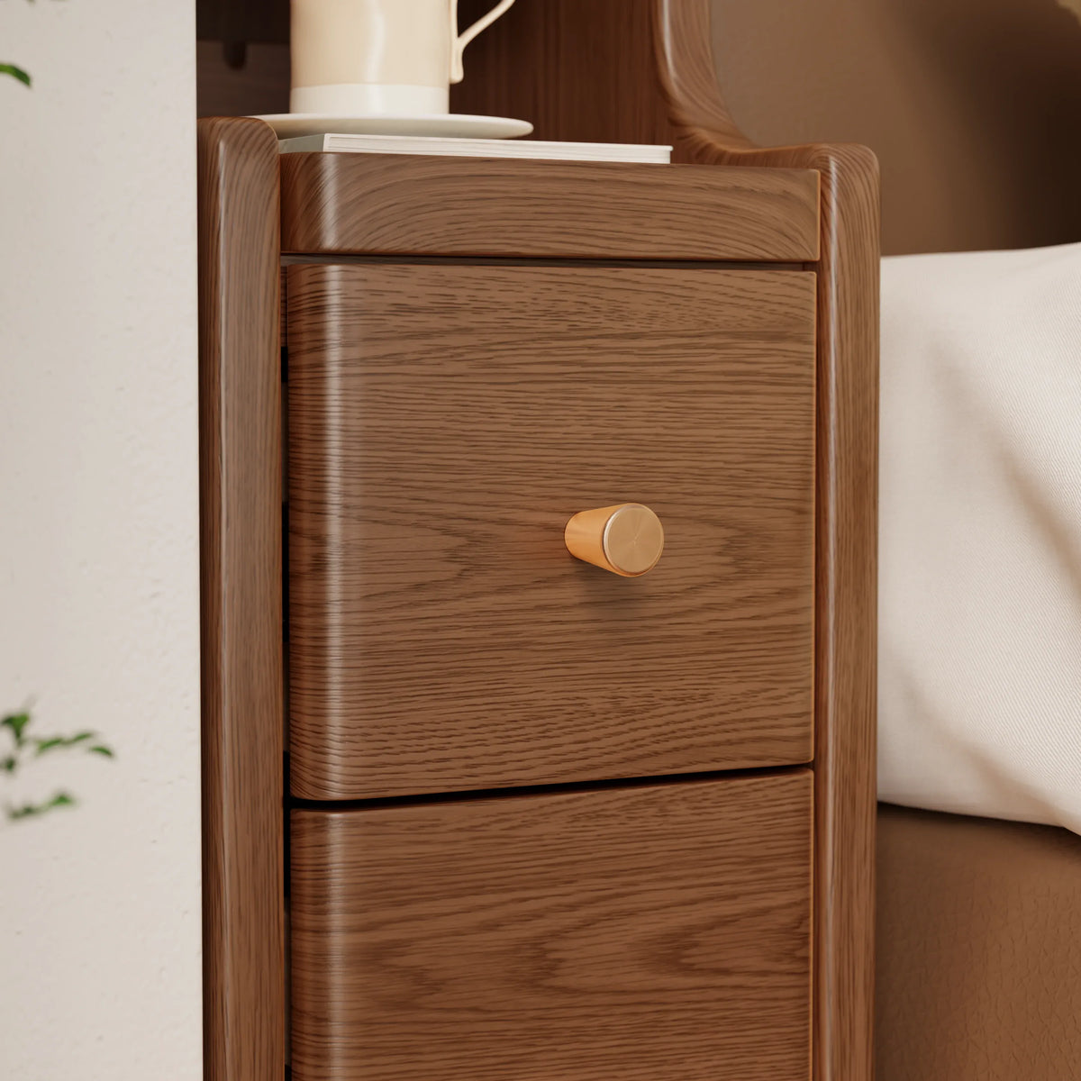 Solid Wood 3 - Drawer Nightstand with Shelf - Kaslandi Furniture