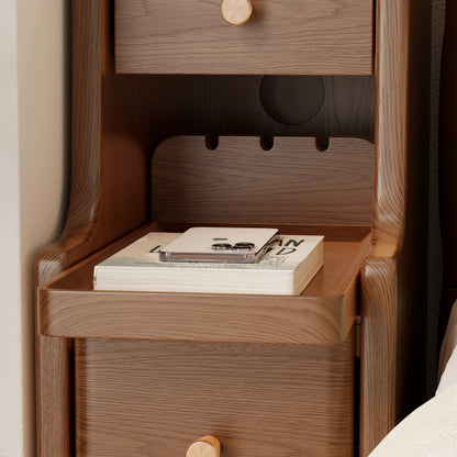 Solid Wood 3 - Drawer Nightstand with Shelf - Kaslandi Furniture