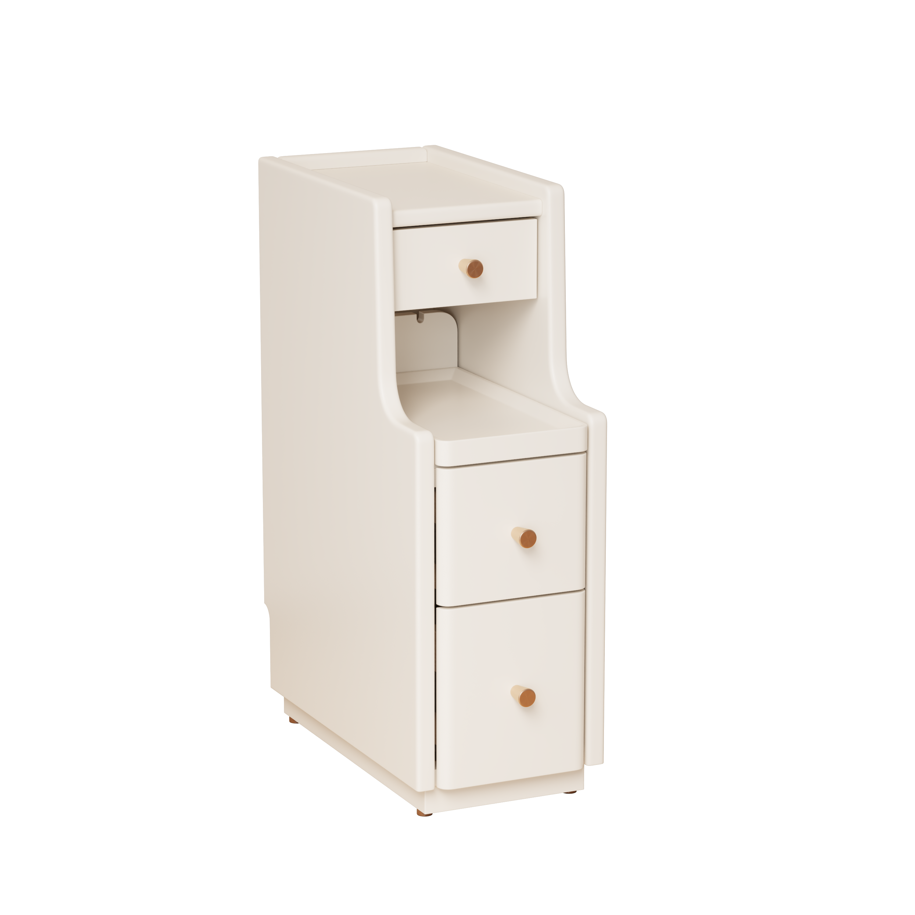 Solid Wood Narrow Nightstand with 3 Drawers – Modern Bedside Table for