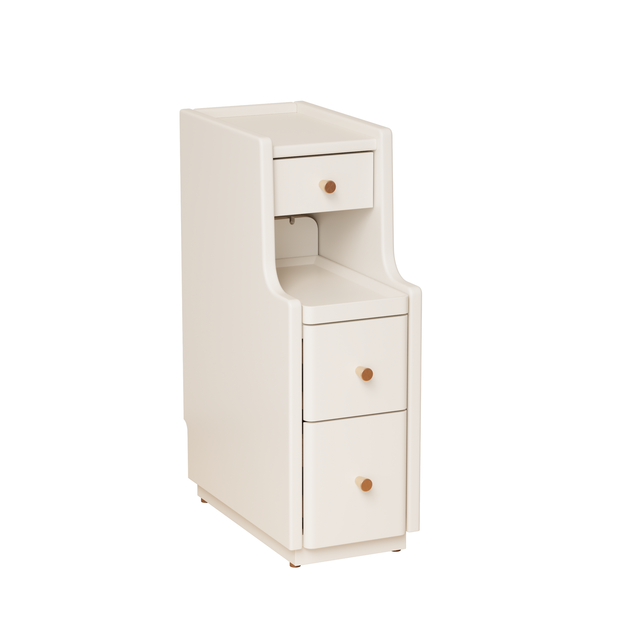 Solid Wood Narrow Nightstand with 3 Drawers – Modern Bedside Table for