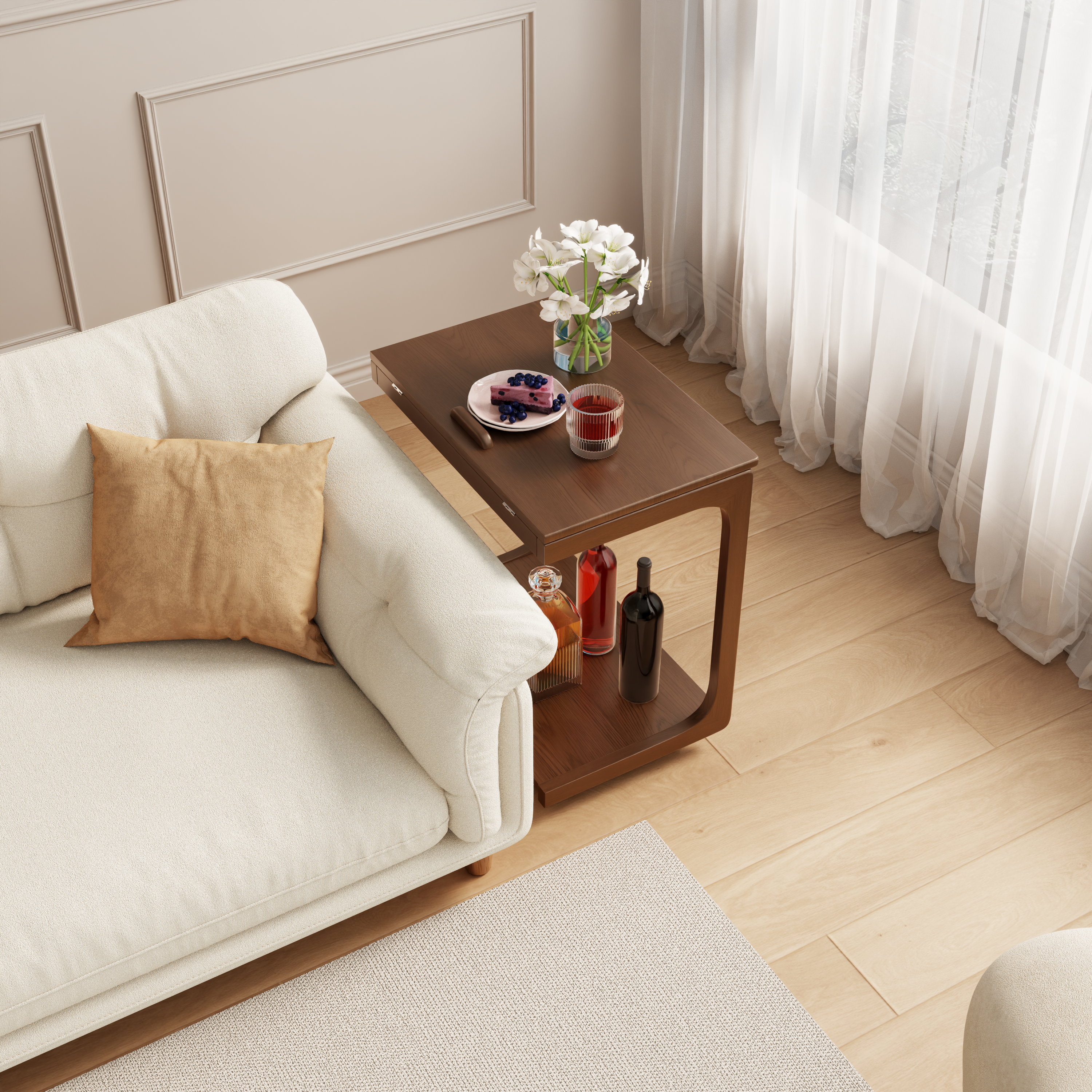 C-shaped couch table