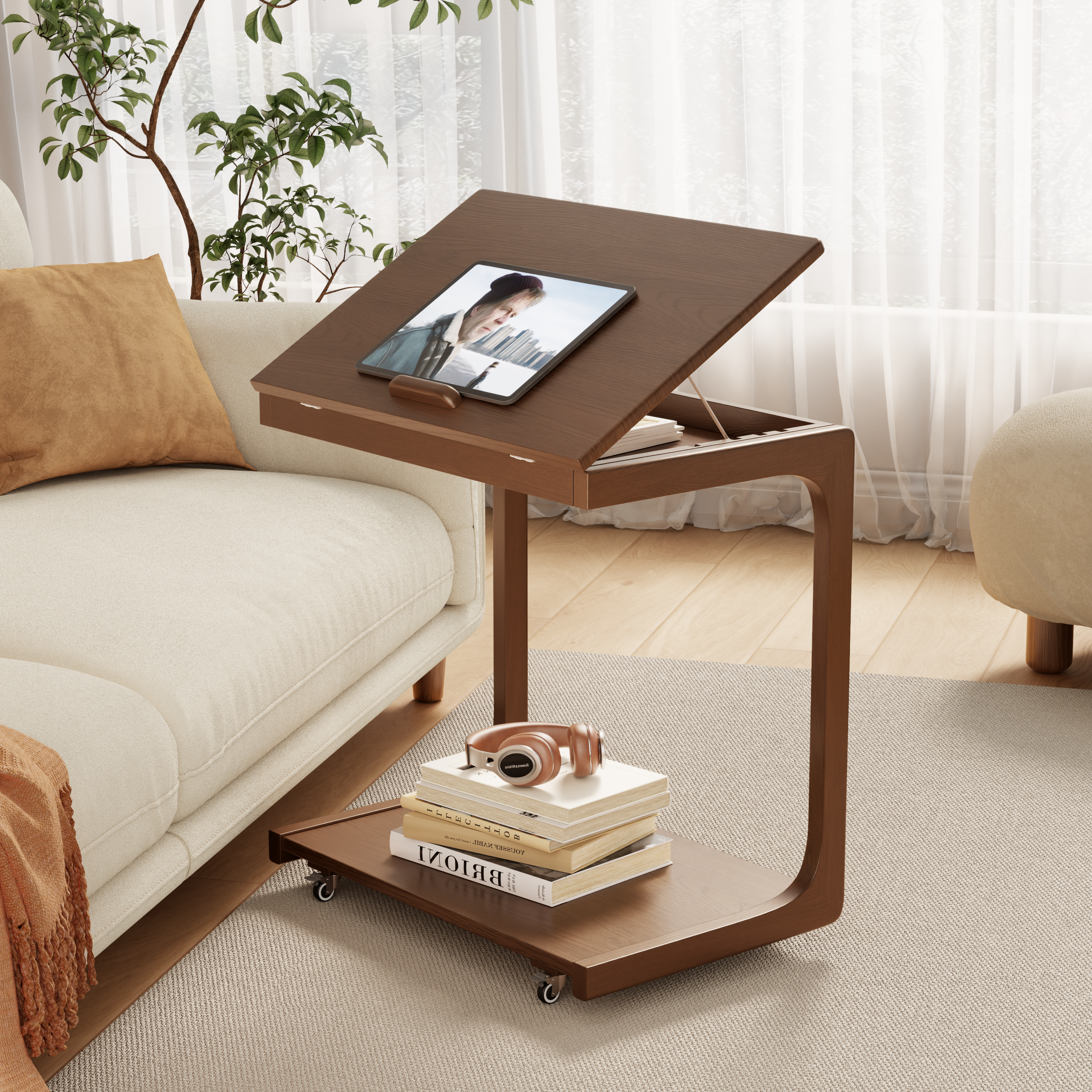 C-shaped couch table