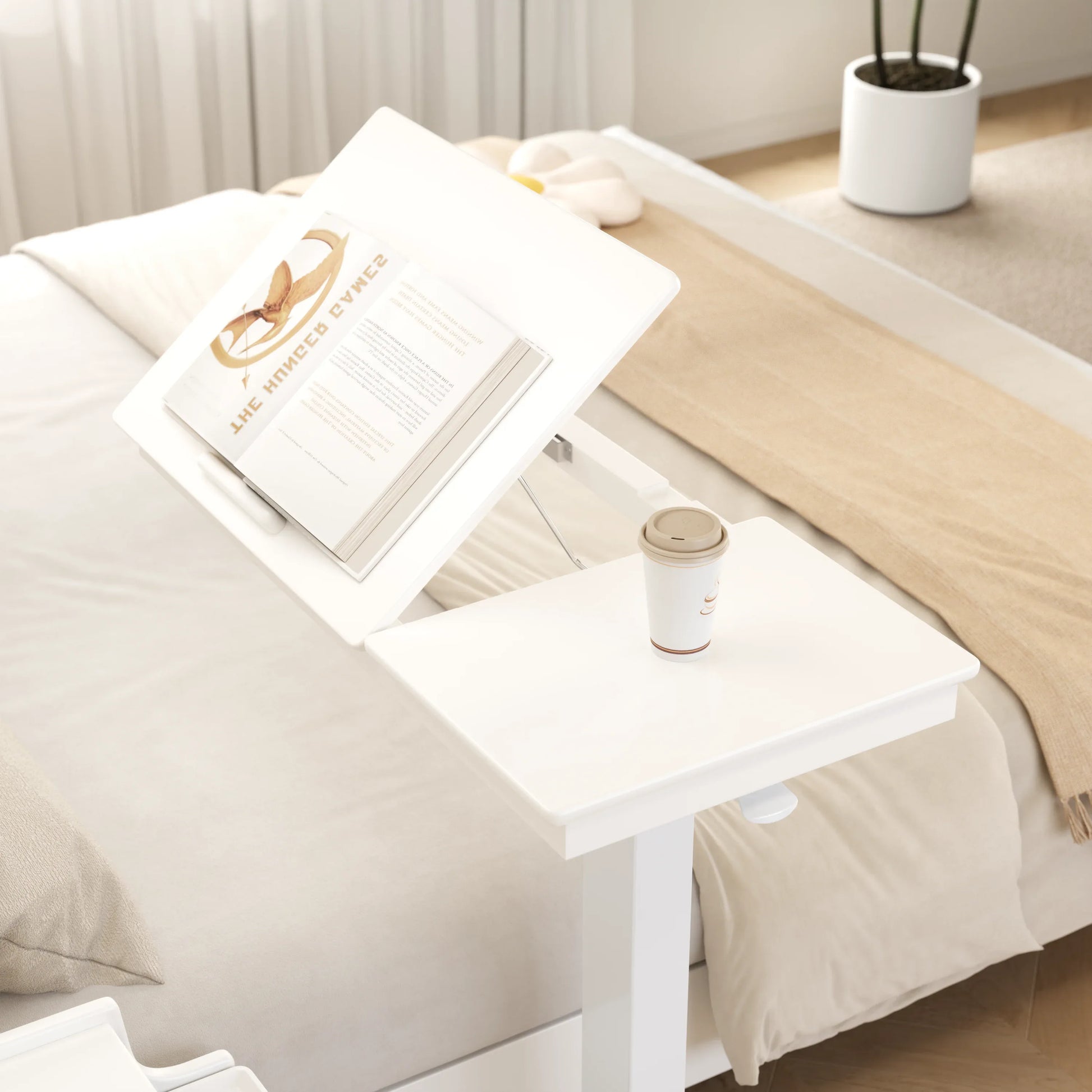 Adjustable Solid Wood Overbed Table - Kaslandi Furniture