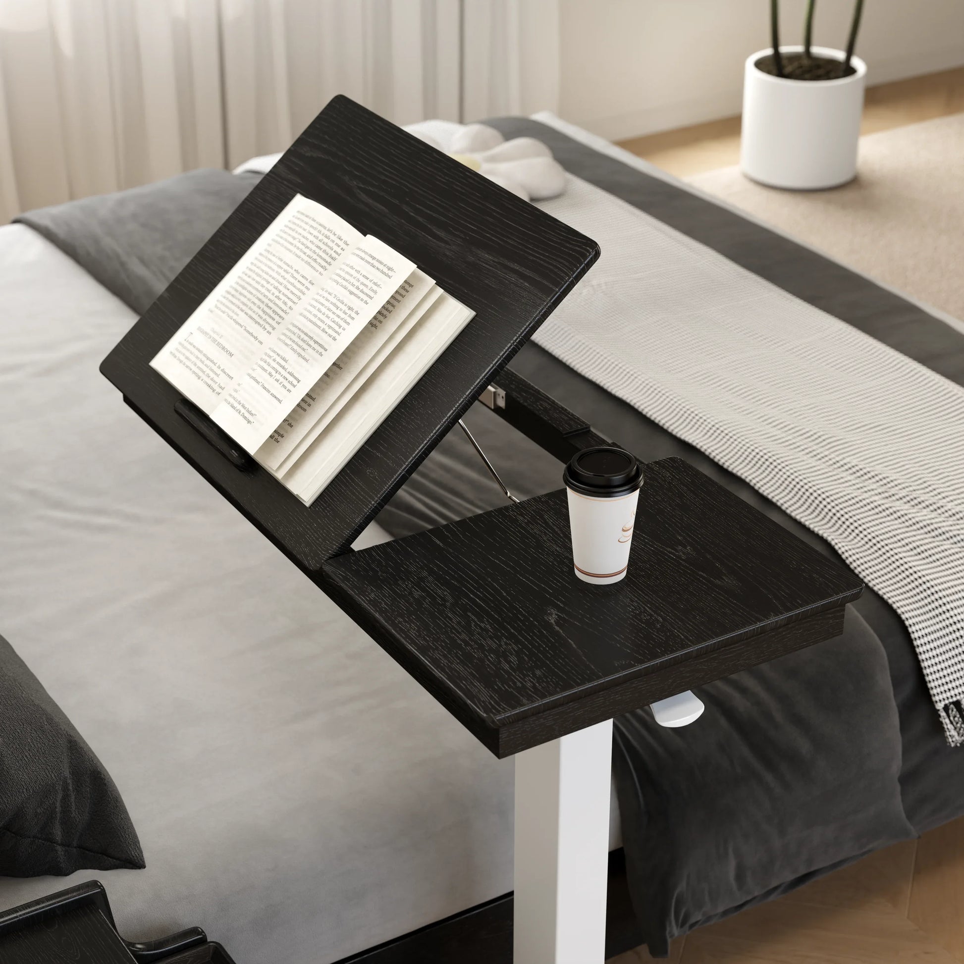 Adjustable Solid Wood Overbed Table - Kaslandi Furniture
