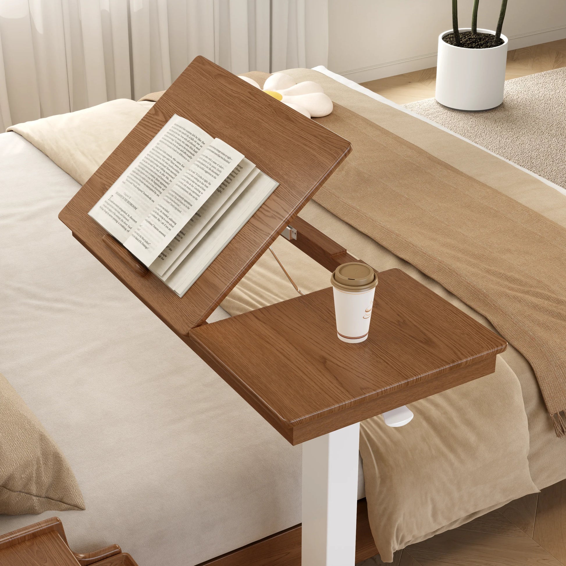 Adjustable Solid Wood Overbed Table - Kaslandi Furniture