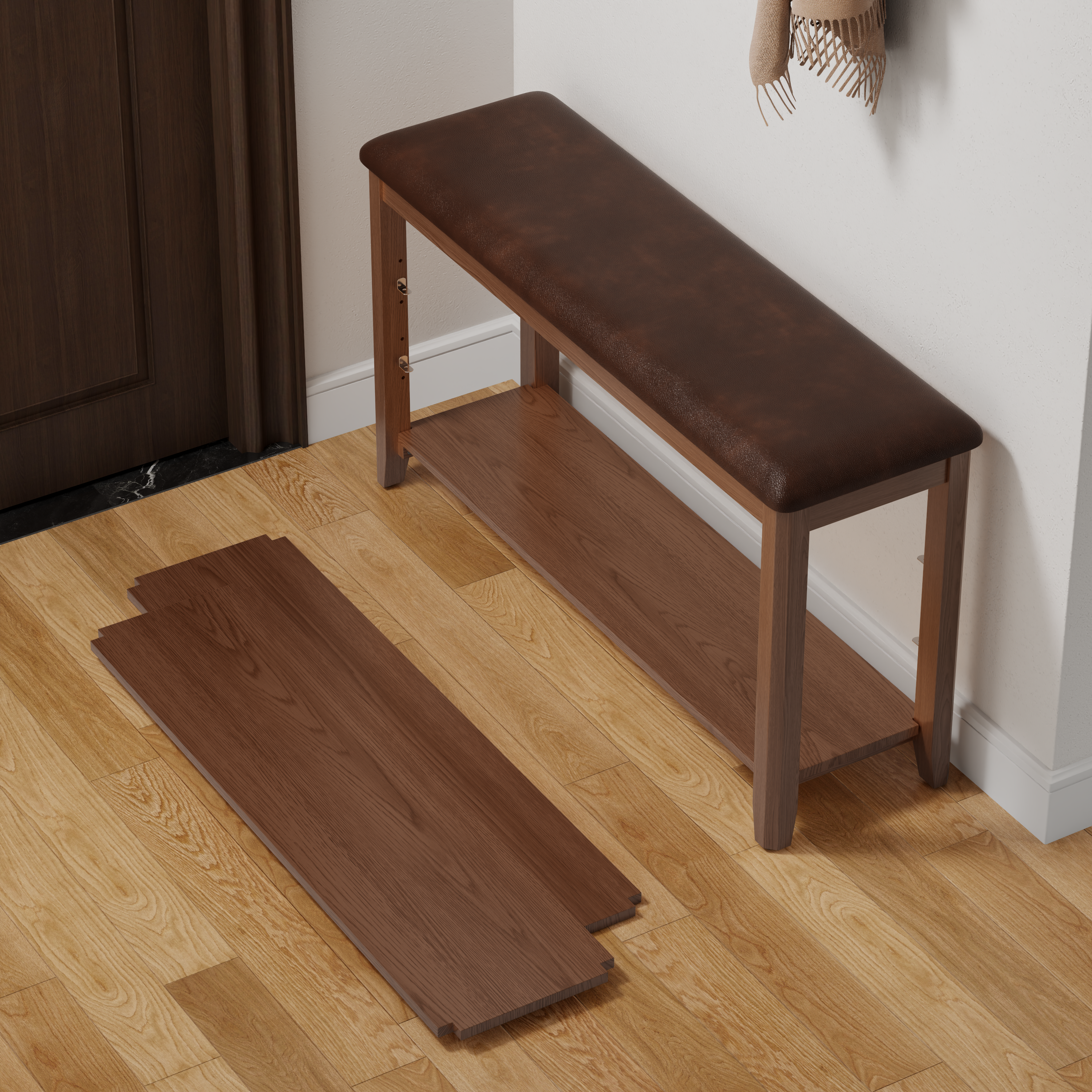 3-Tier Leather Shoe Bench