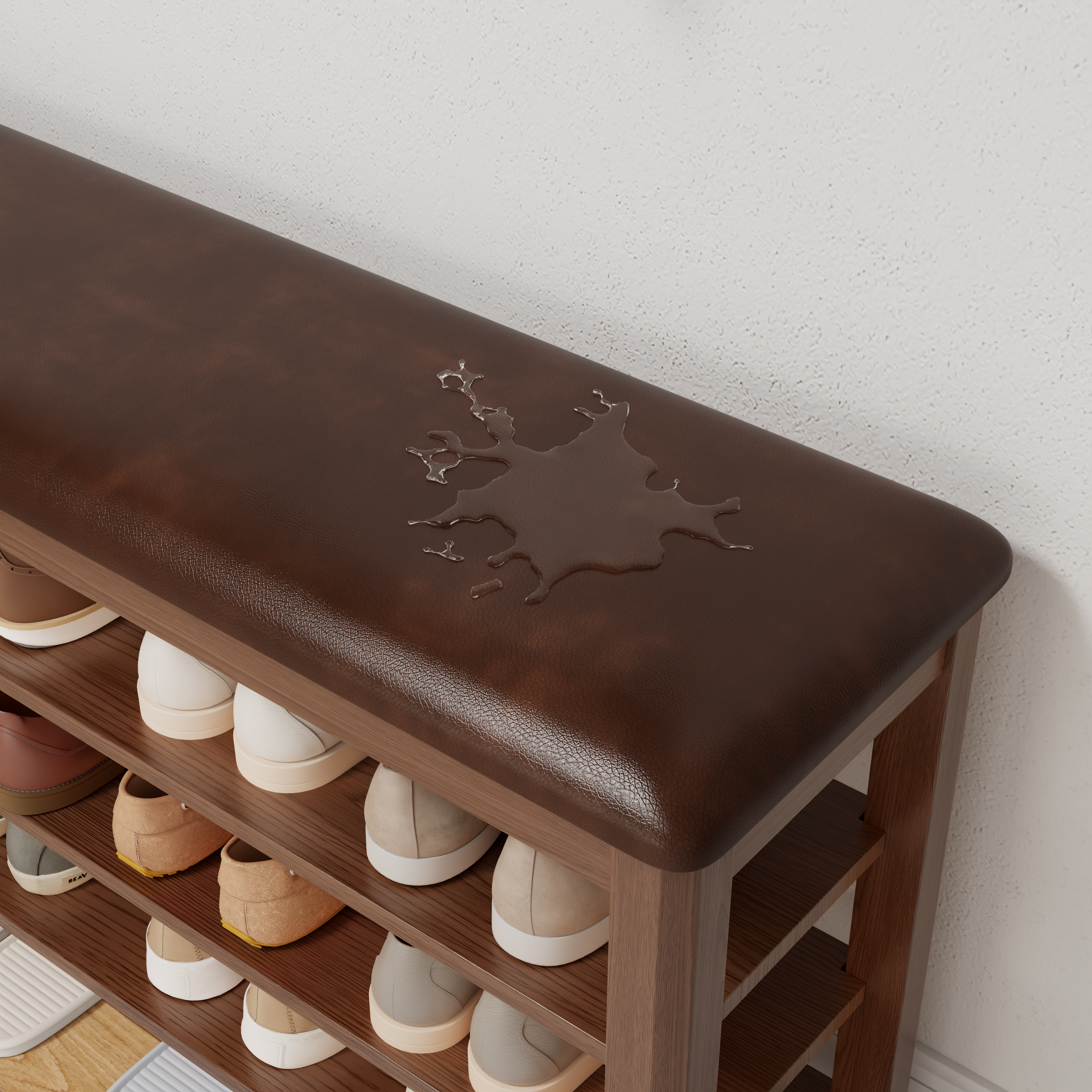 3-Tier Leather Shoe Bench