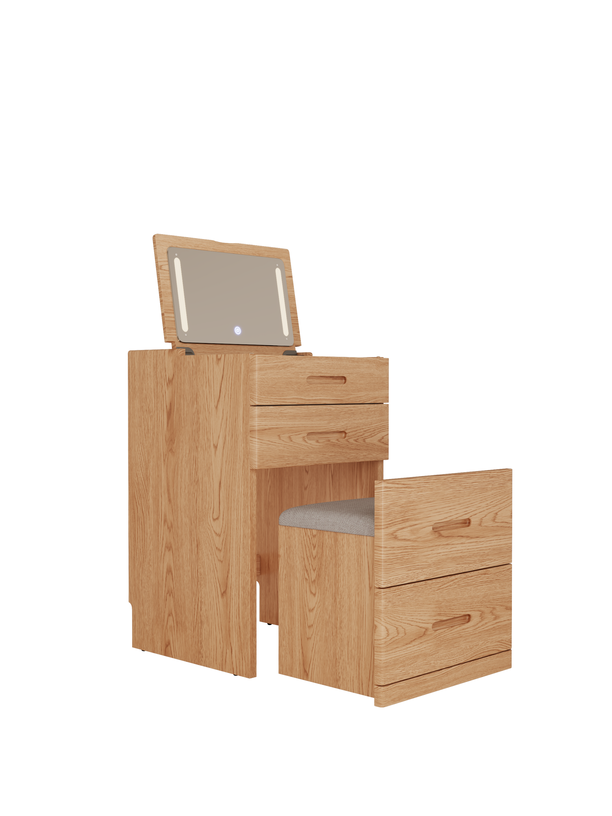 Solid Wood 3 in 1 Vanity Desk with Flip Top Mirror, Compact Vanity with Hidden Chair
