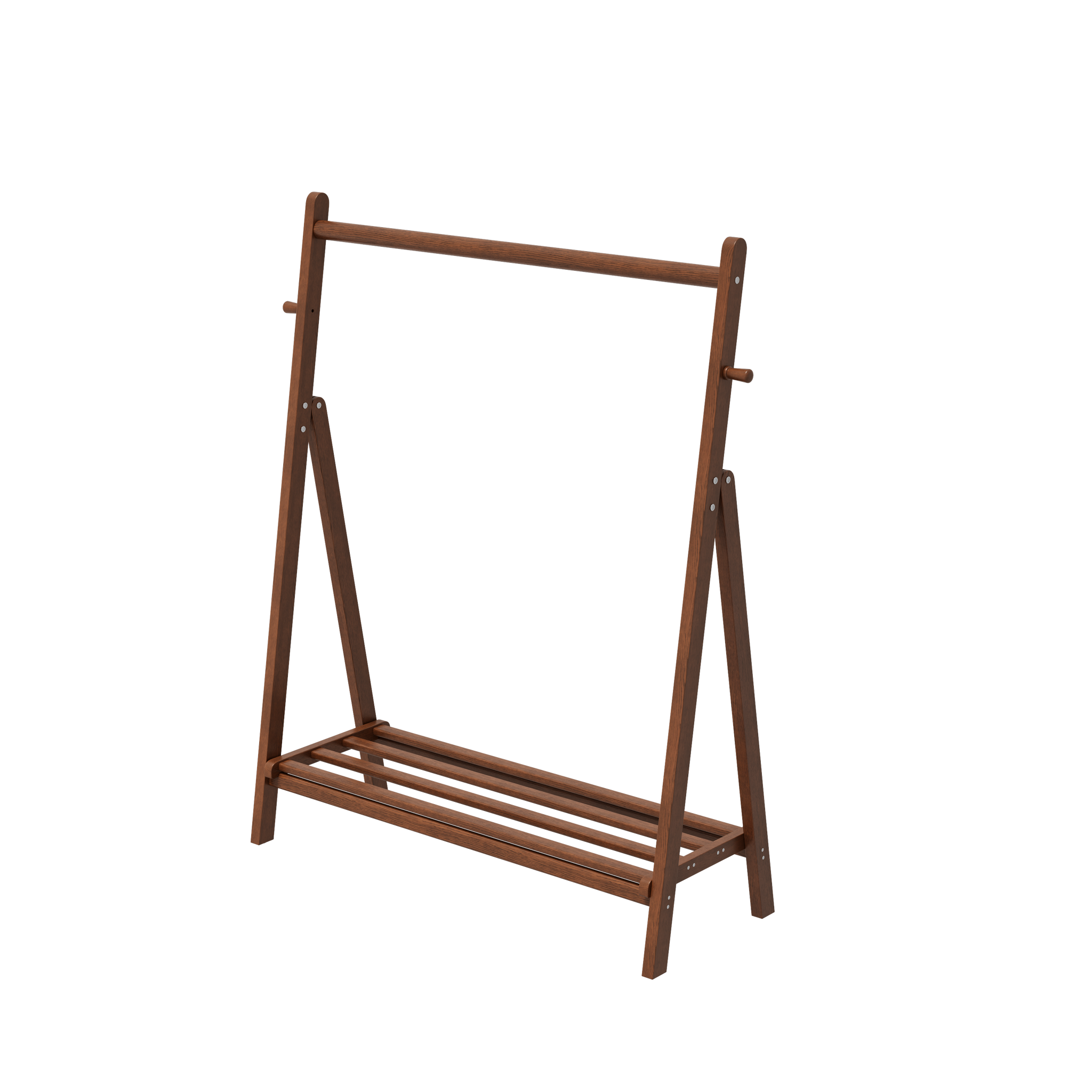 Solid Wood Rolling Clothes Rack with Shelves