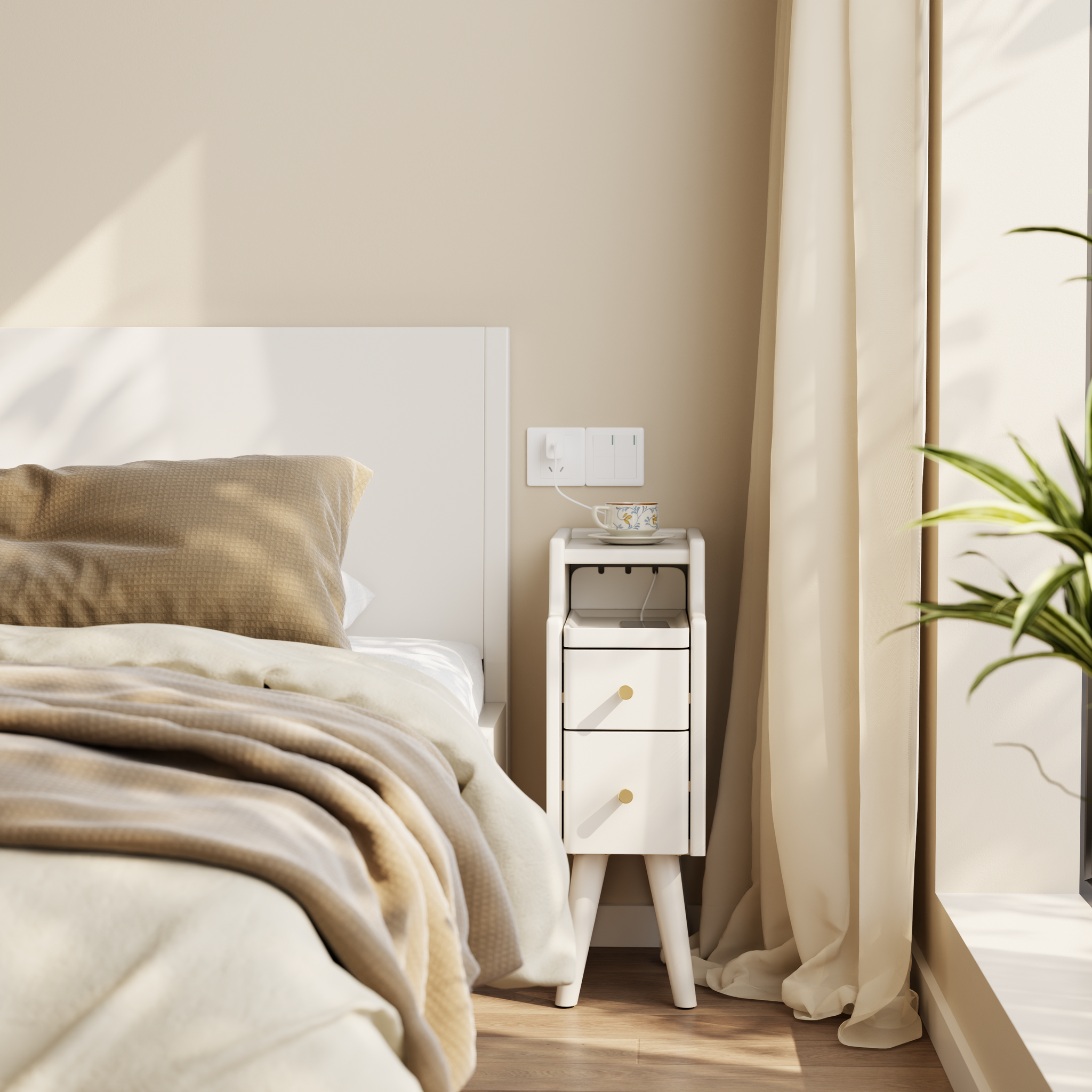 Solid wood classic minimalist nightstand