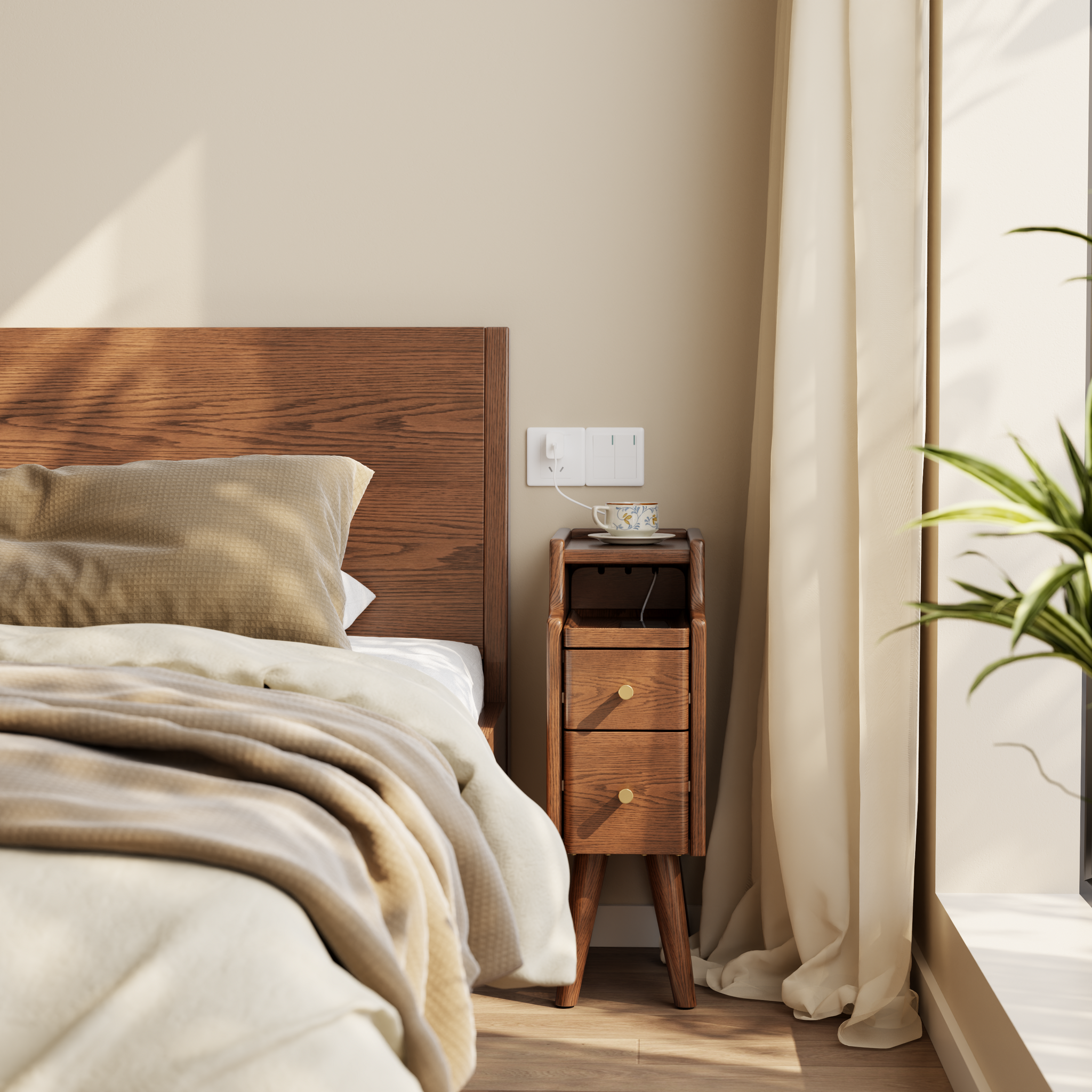 Solid wood classic minimalist nightstand