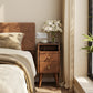 Solid wood classic minimalist nightstand with 2 drawers and an open shelf - iKaslandi