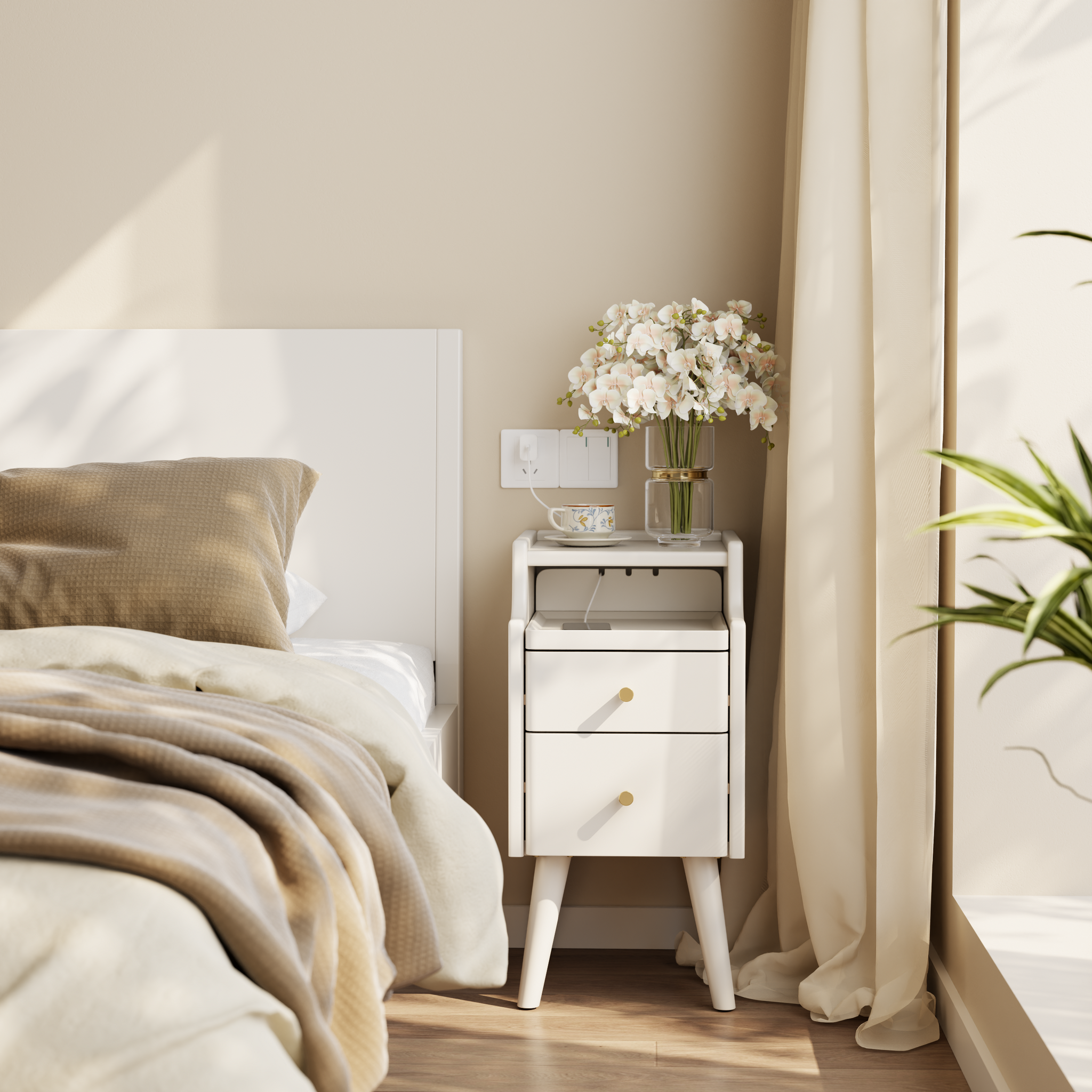 Solid wood classic minimalist nightstand