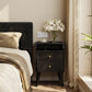 Solid wood classic minimalist nightstand with 2 drawers and an open shelf - iKaslandi