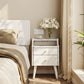 Solid wood classic minimalist nightstand with 2 drawers and an open shelf - iKaslandi